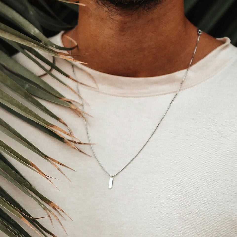 Square Chain Pendant Necklace Men