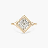 1 ct Diagonal Asscher-Cut Moissanite Bezel-Prong Ring