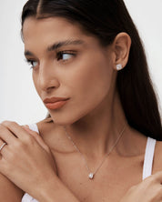 Cushion Cut Halo Moissanite Stud Earrings