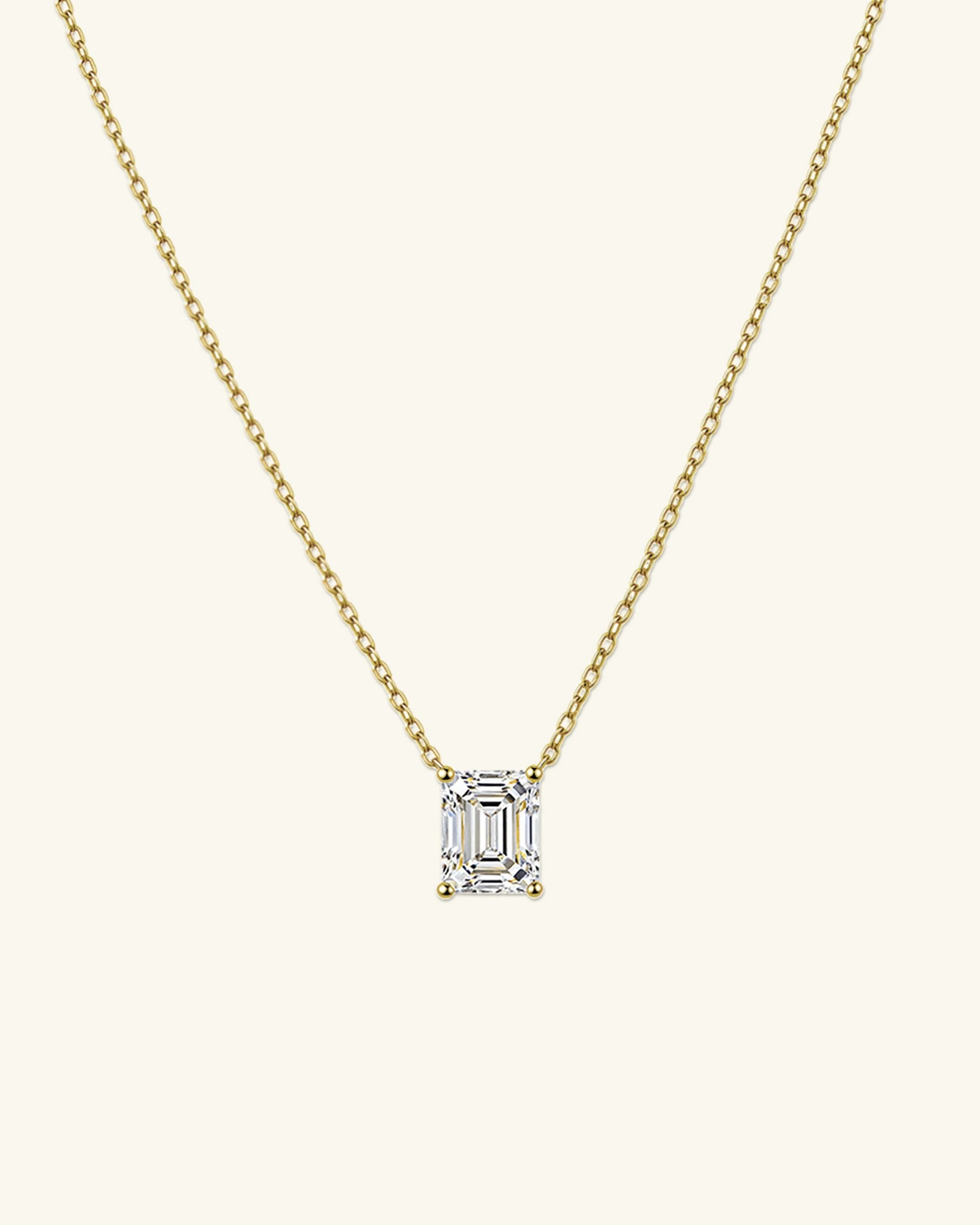 Emerald Cut Moissanite Necklace