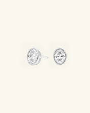 Oval Cut Bezel Moissanite Stud Earrings
