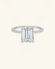 Emerald Cut Pavé Hidden Halo Moissanite Ring