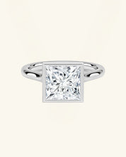 Princess-Cut Moissanite Bezel-Set Solitaire Ring