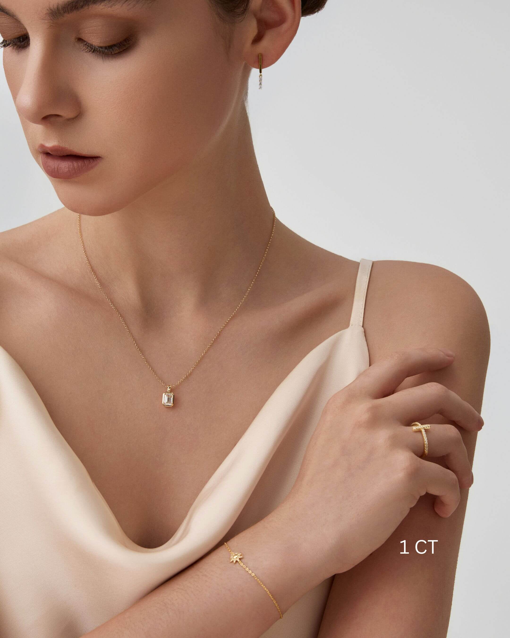 Emerald Cut Bezel Moissanite Necklace