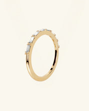 East West Emerald Cut Half Eternity Moissanite Ring