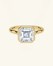 Asscher-Cut Moissanite Bezel-Set Solitaire Ring
