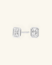Radiant Cut Bezel Moissanite Stud Earrings