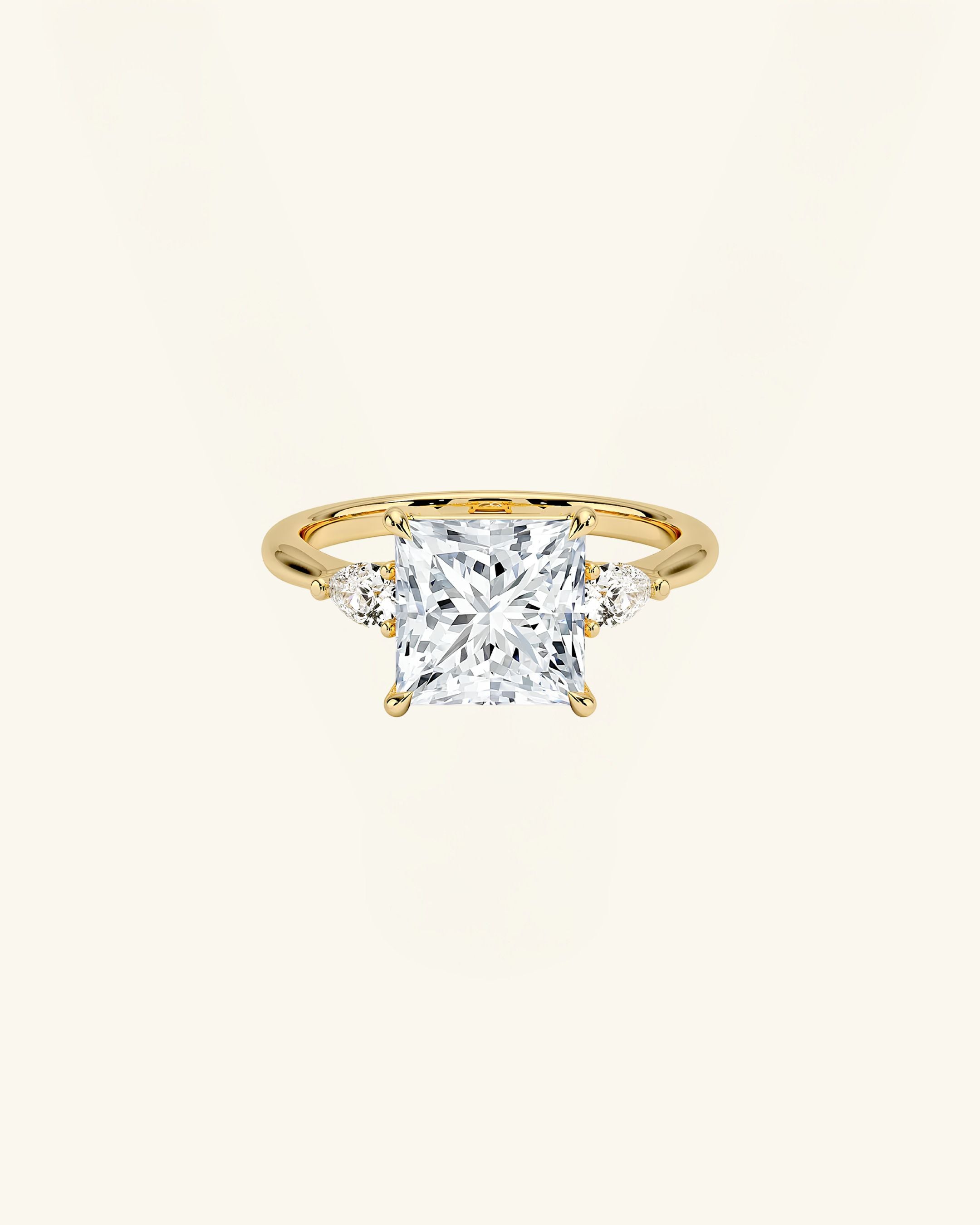 Three Stone Princess Cut Moissanite Ring