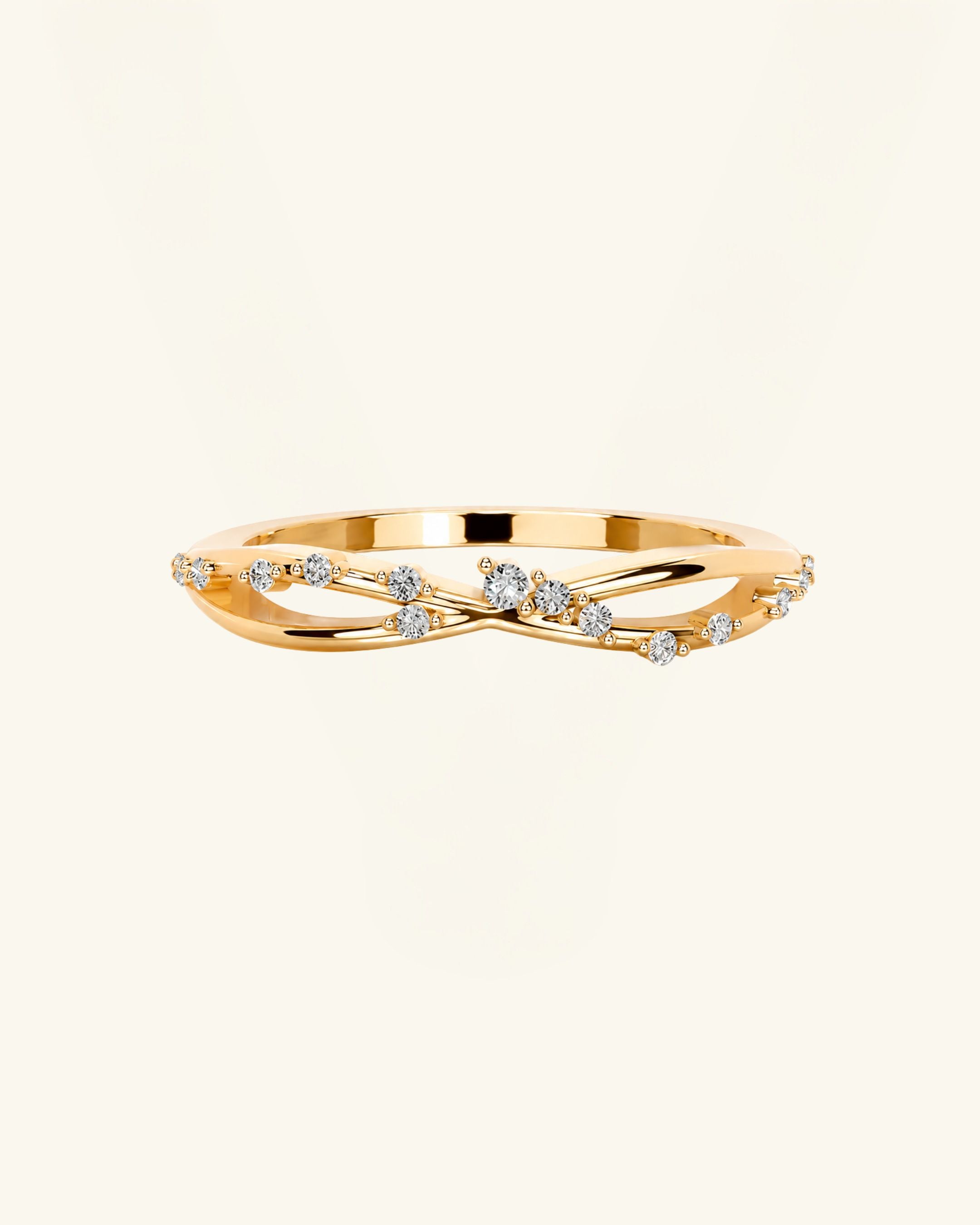 Sprinkled Criss Cross Moissanite Ring