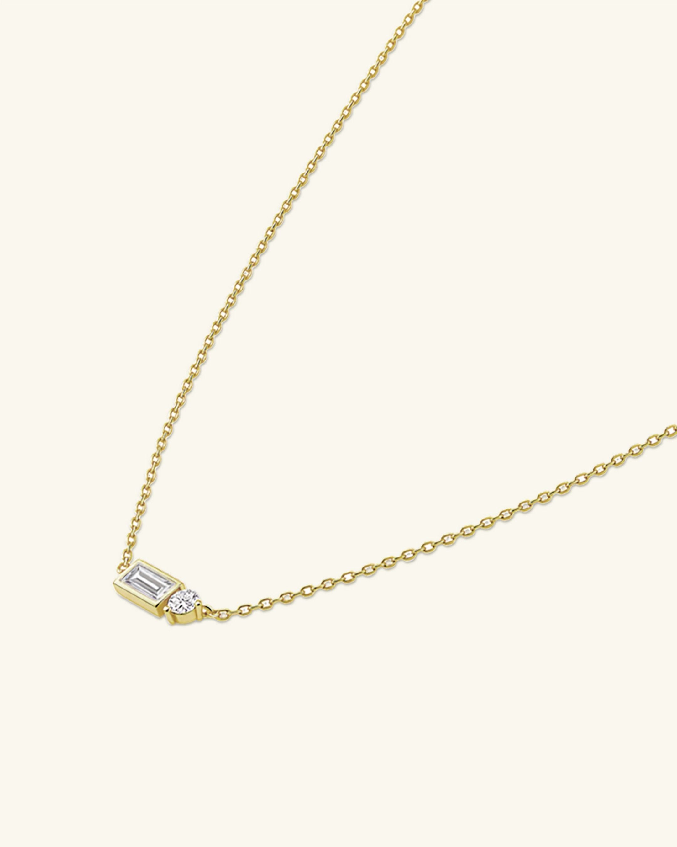 Moissanite Baguette Round Necklace