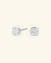 Cushion Cut Bezel Moissanite Stud Earrings