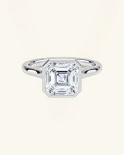 Asscher Cut Bezel Solitaire Moissanite Ring