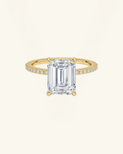 Emerald Cut Pavé Hidden Halo Moissanite Ring