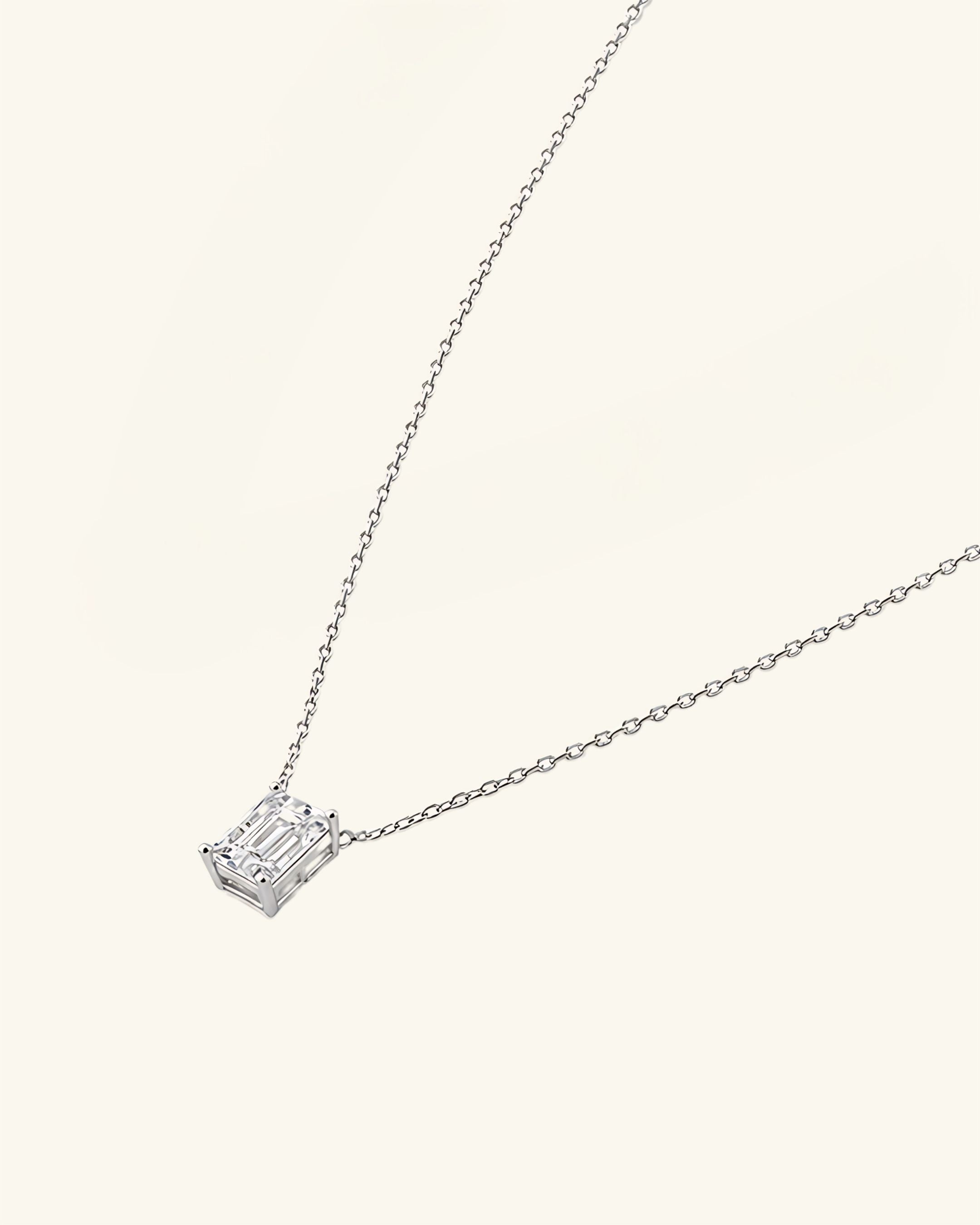 Emerald Cut Moissanite Necklace