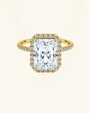Radiant Cut Moissanite Halo Pavé Ring