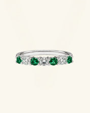 Moissanite & Lab-Grown Emerald Half Eternity Ring