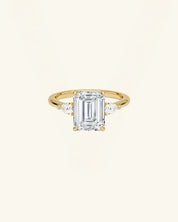 Three Stone Emerald Cut Moissanite Ring
