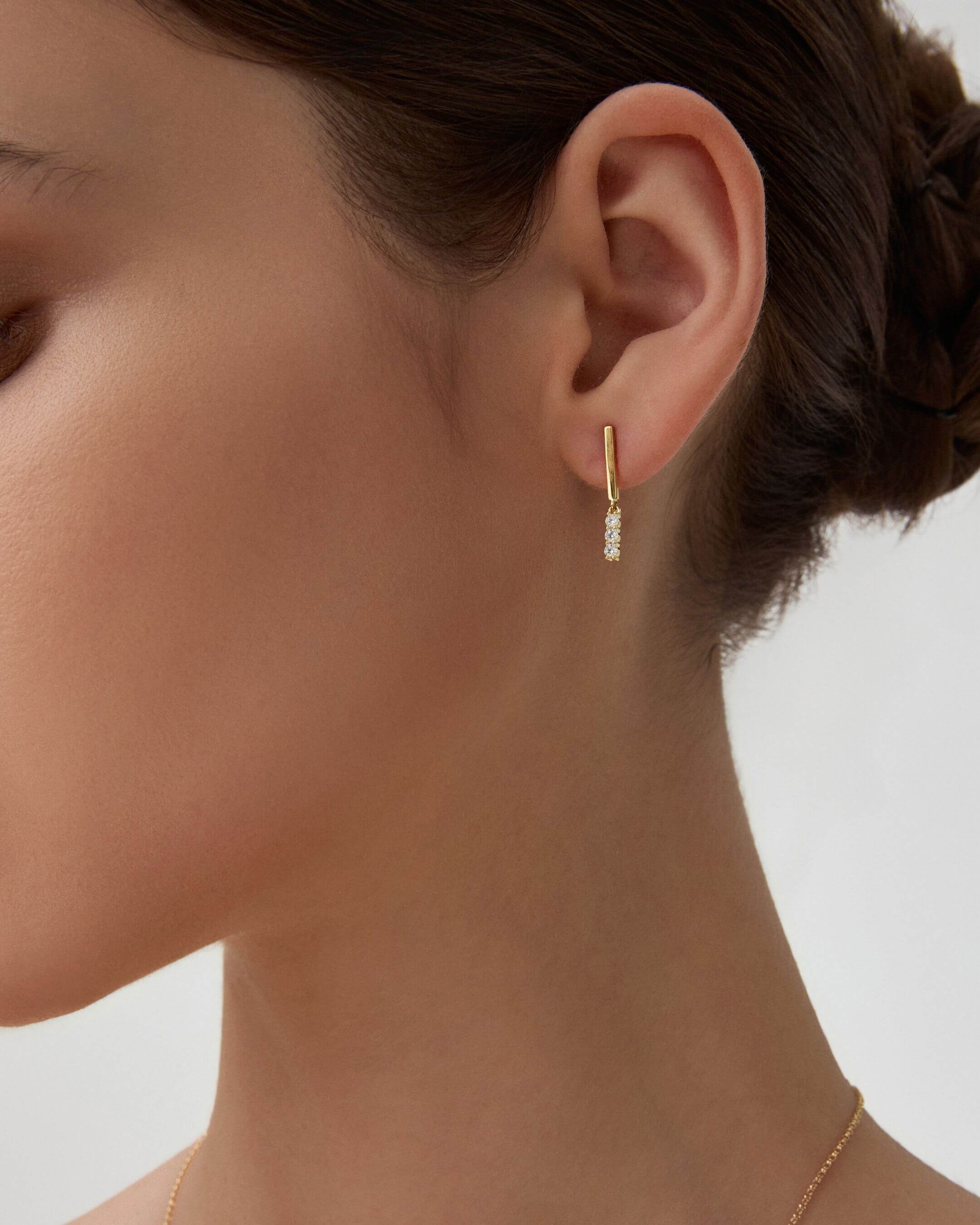 Bar Drop Moissanite Earrings