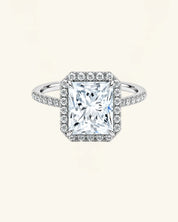 Radiant Cut Moissanite Halo Pavé Ring