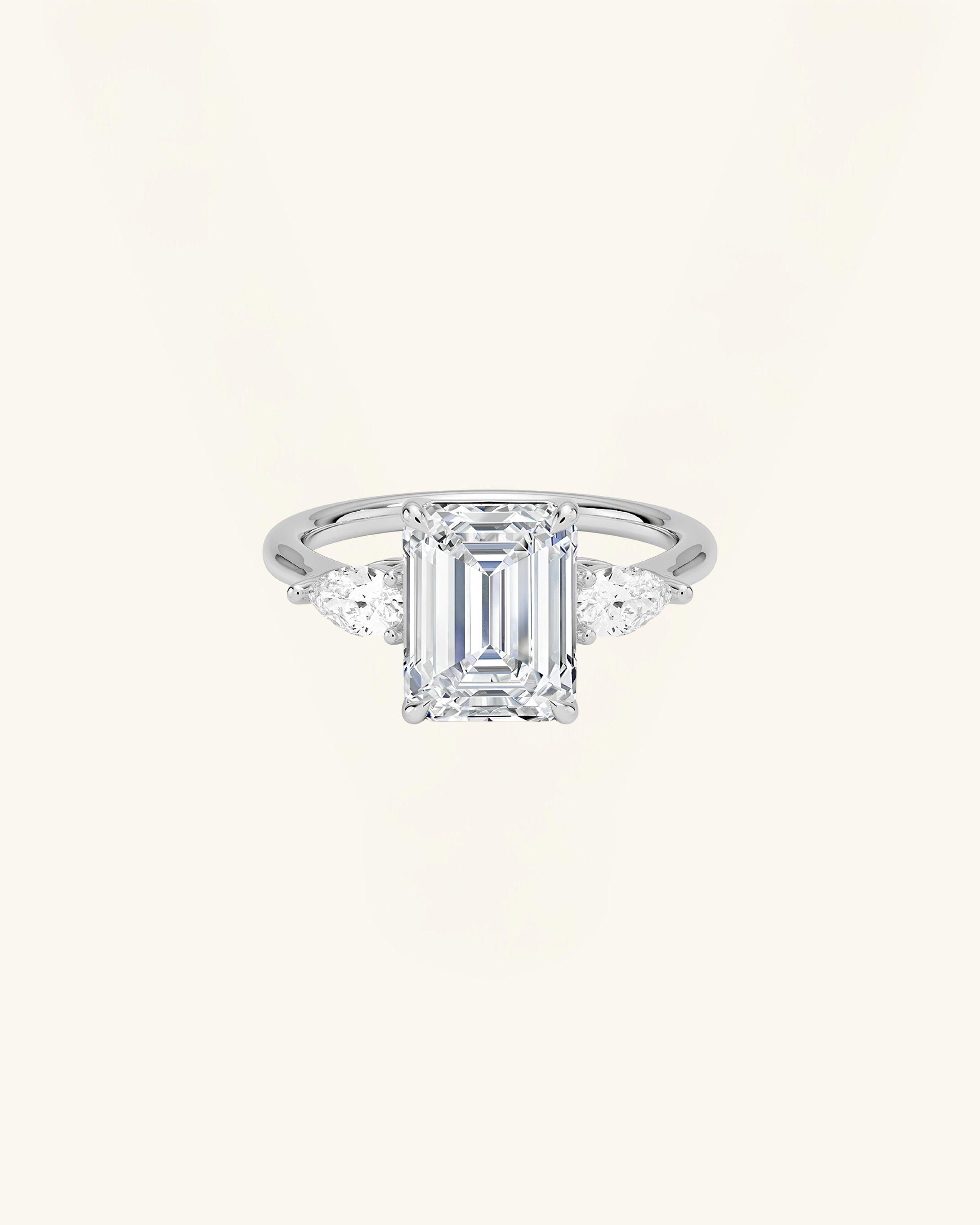 Three Stone Emerald Cut Moissanite Ring
