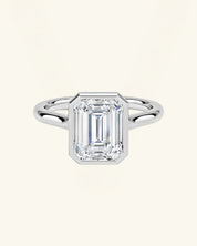 Emerald-Cut Moissanite Bezel-Set Solitaire Ring