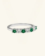 Moissanite & Lab-Grown Emerald Half Eternity Ring