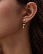 Floating Triple Moissanite Drop Earrings