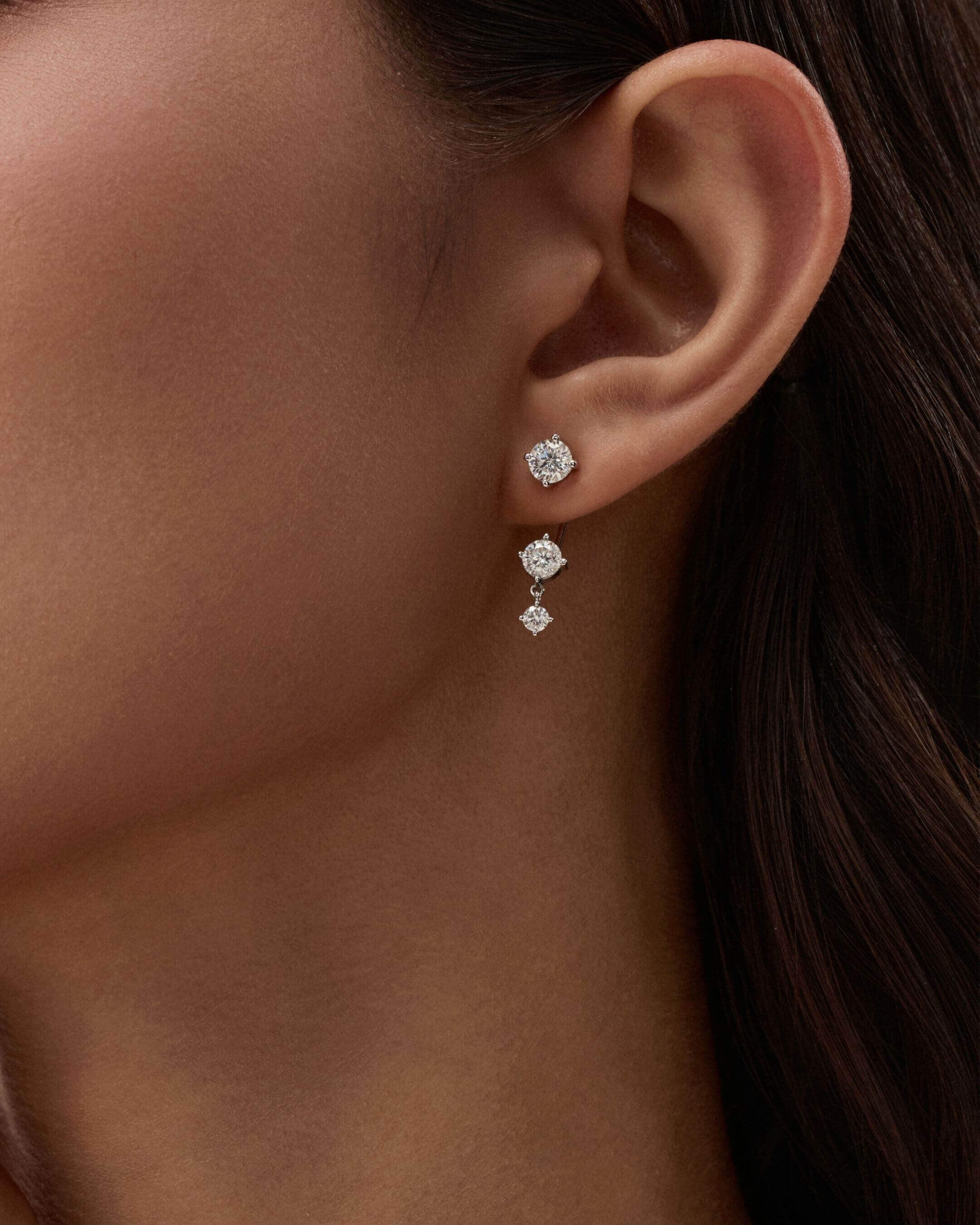 Floating Triple Moissanite Drop Earrings