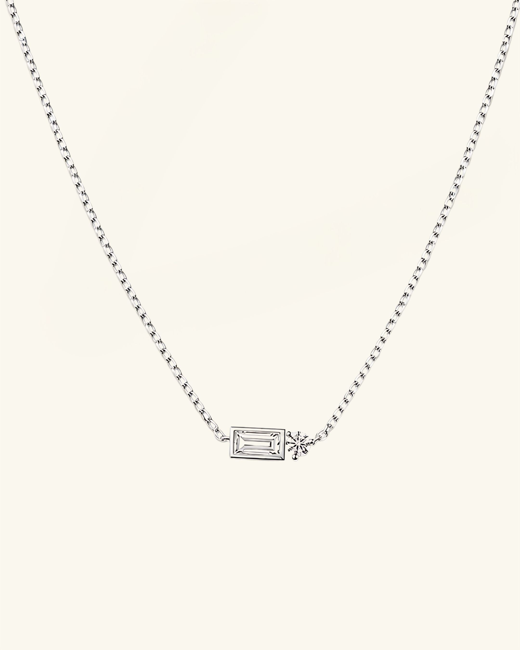 Moissanite Baguette Round Necklace