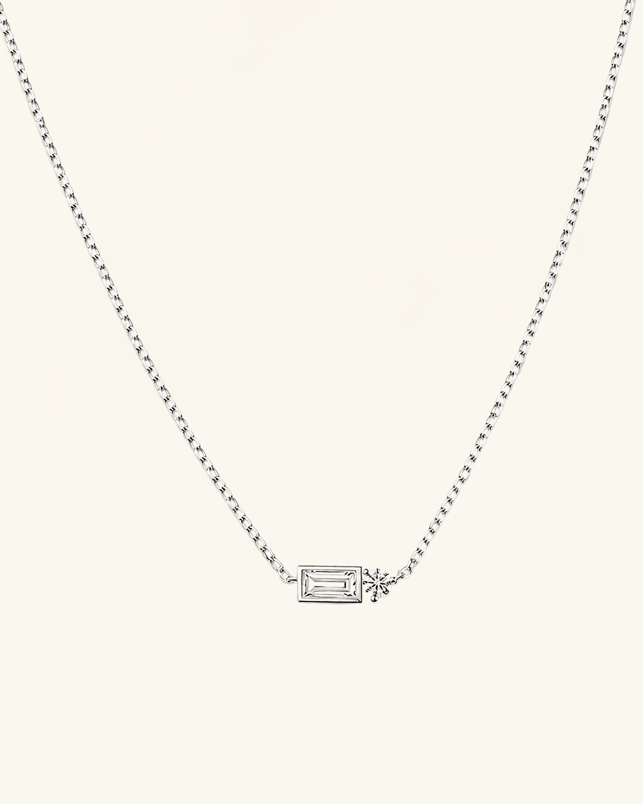 Moissanite Baguette Round Necklace