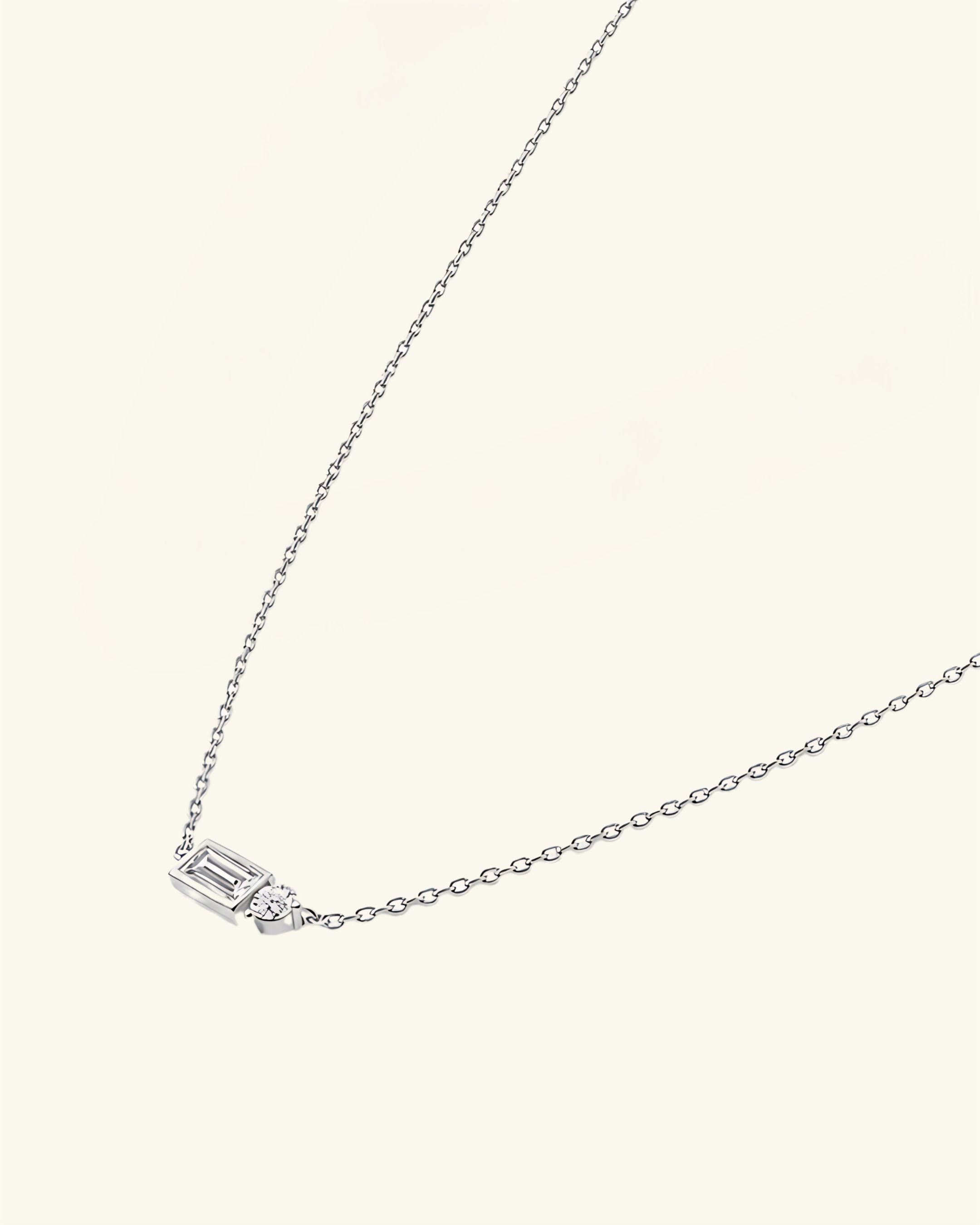 Moissanite Baguette Round Necklace