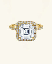 Asscher Cut Moissanite Halo Pavé Ring