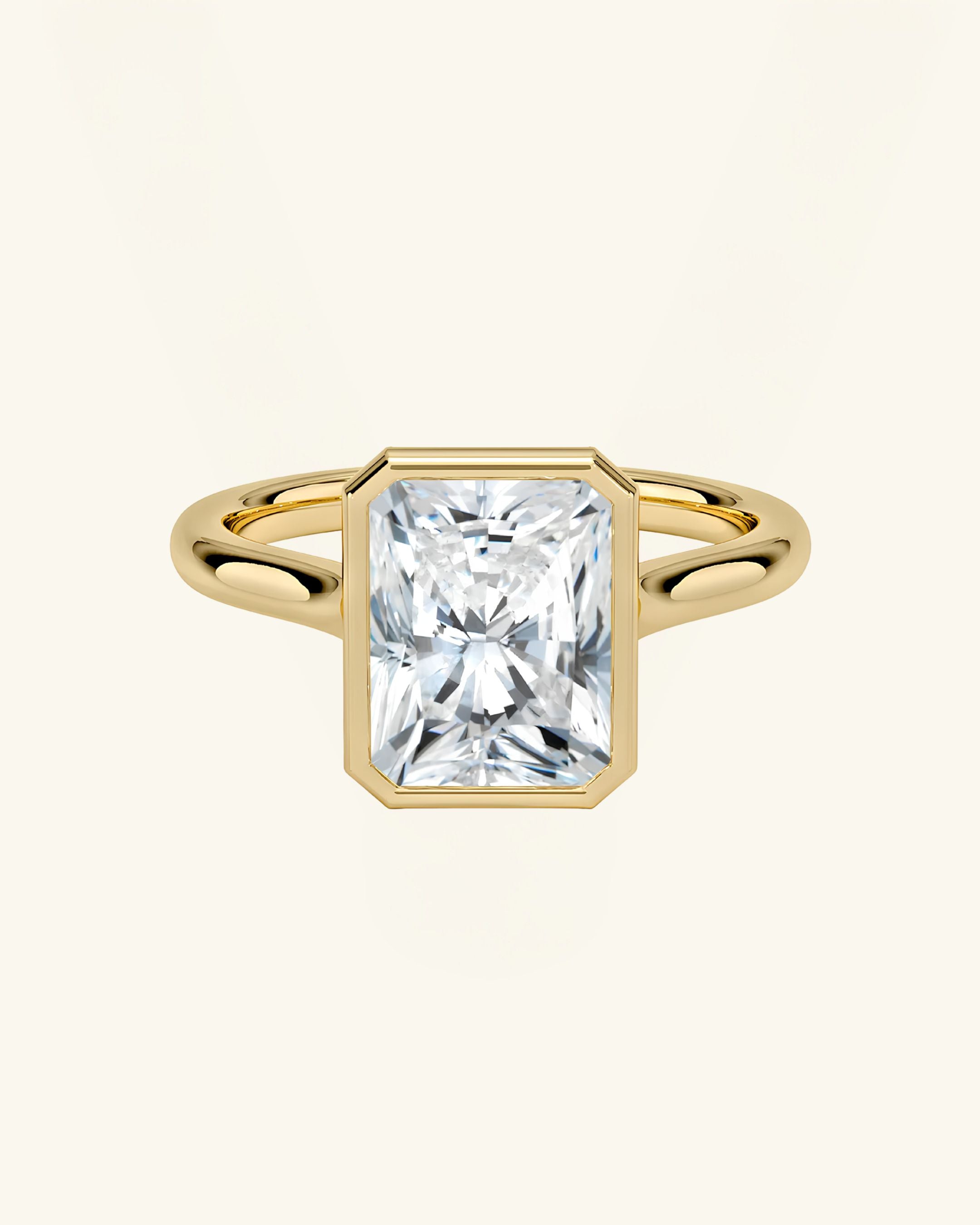 Radiant Cut Bezel Solitaire Moissanite Ring