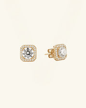 Cushion Cut Halo Moissanite Stud Earrings