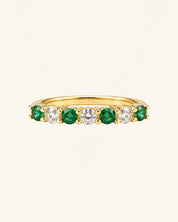 Moissanite & Lab-Grown Emerald Half Eternity Ring