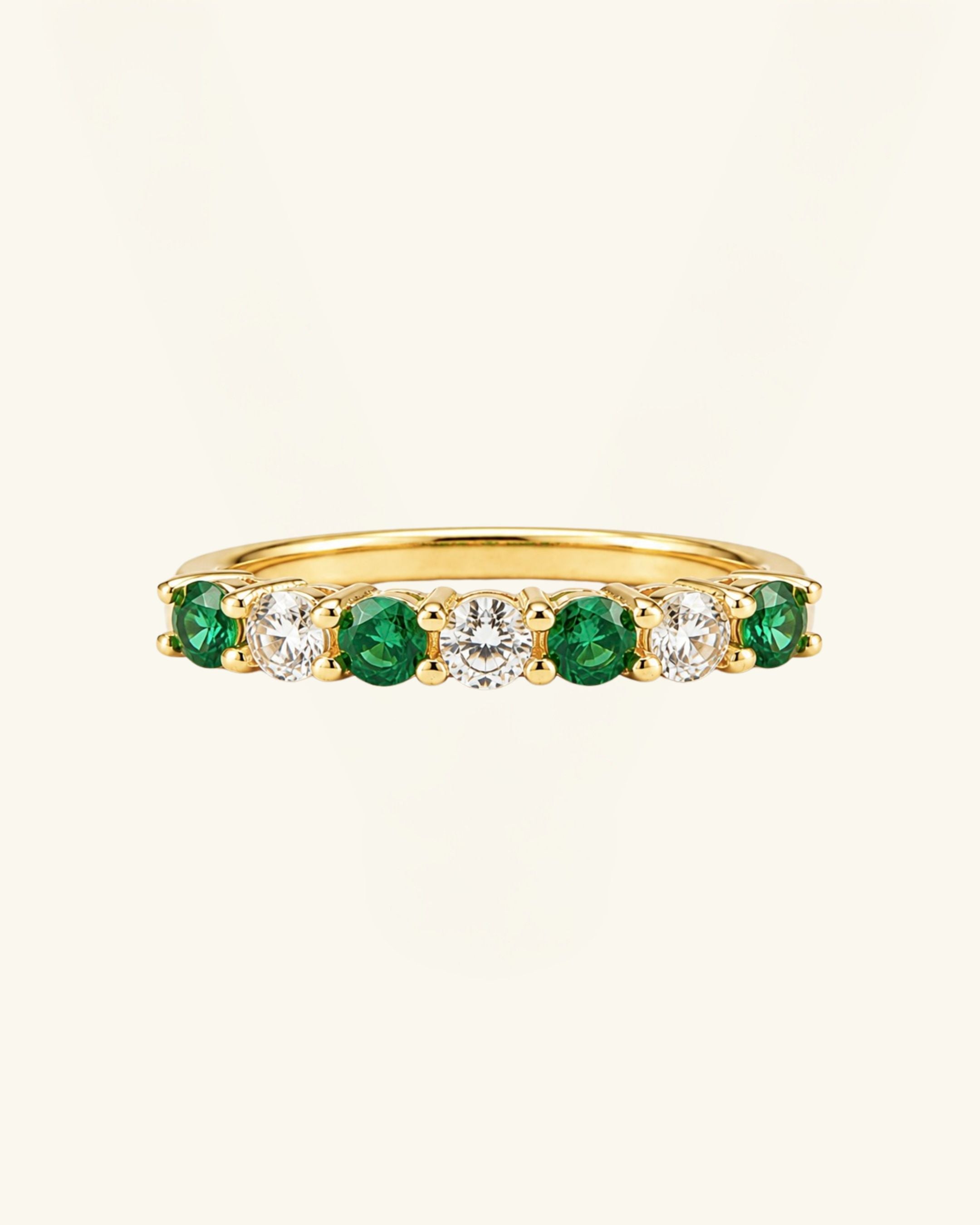 Moissanite & Lab-Grown Emerald Half Eternity Ring