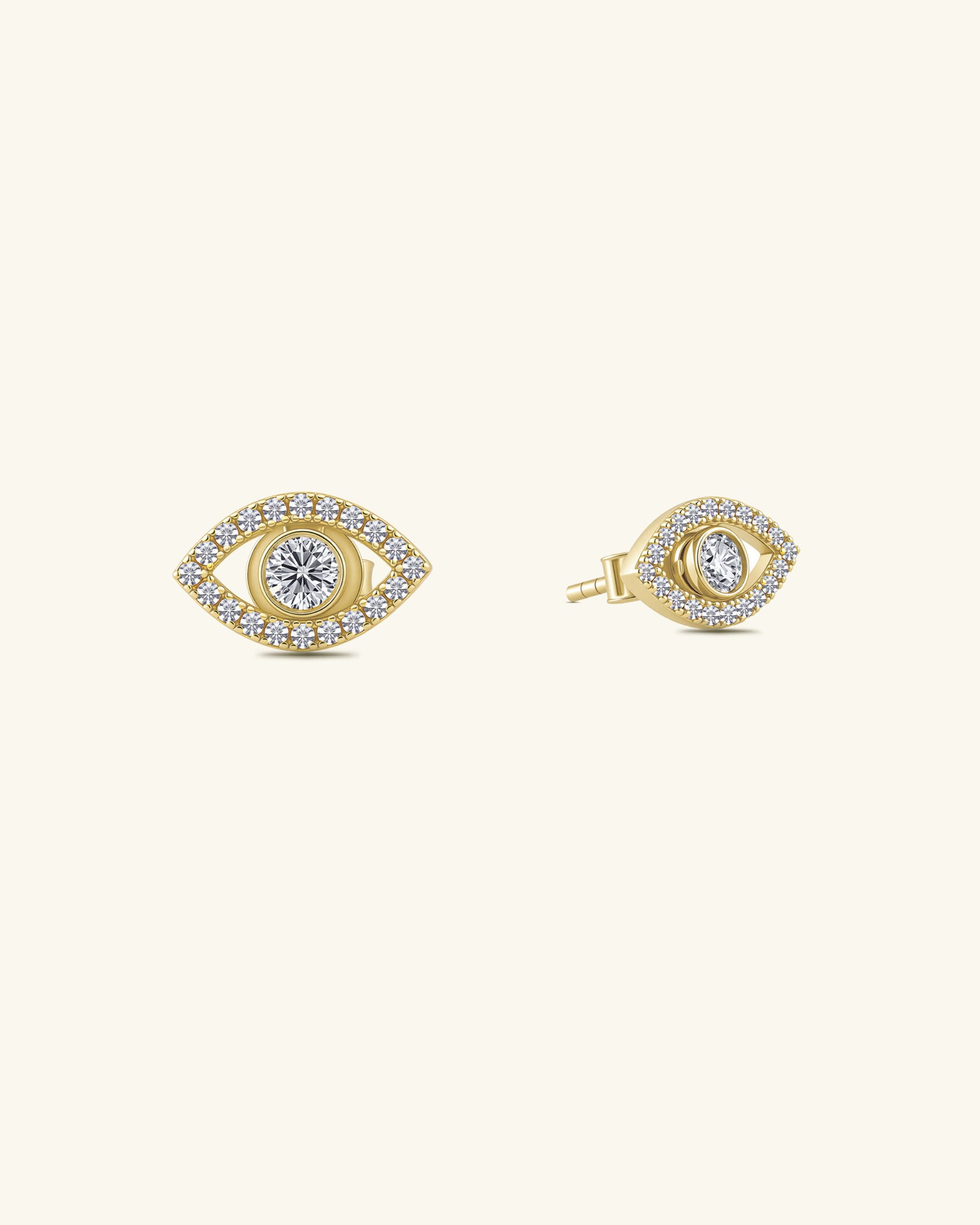 Pavé Moissanite Evil Eye Stud Earrings