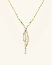 Crossover Pavé Moissanite Drop Necklace