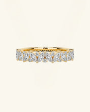 Diagonal Marquise Cluster Moissanite Ring