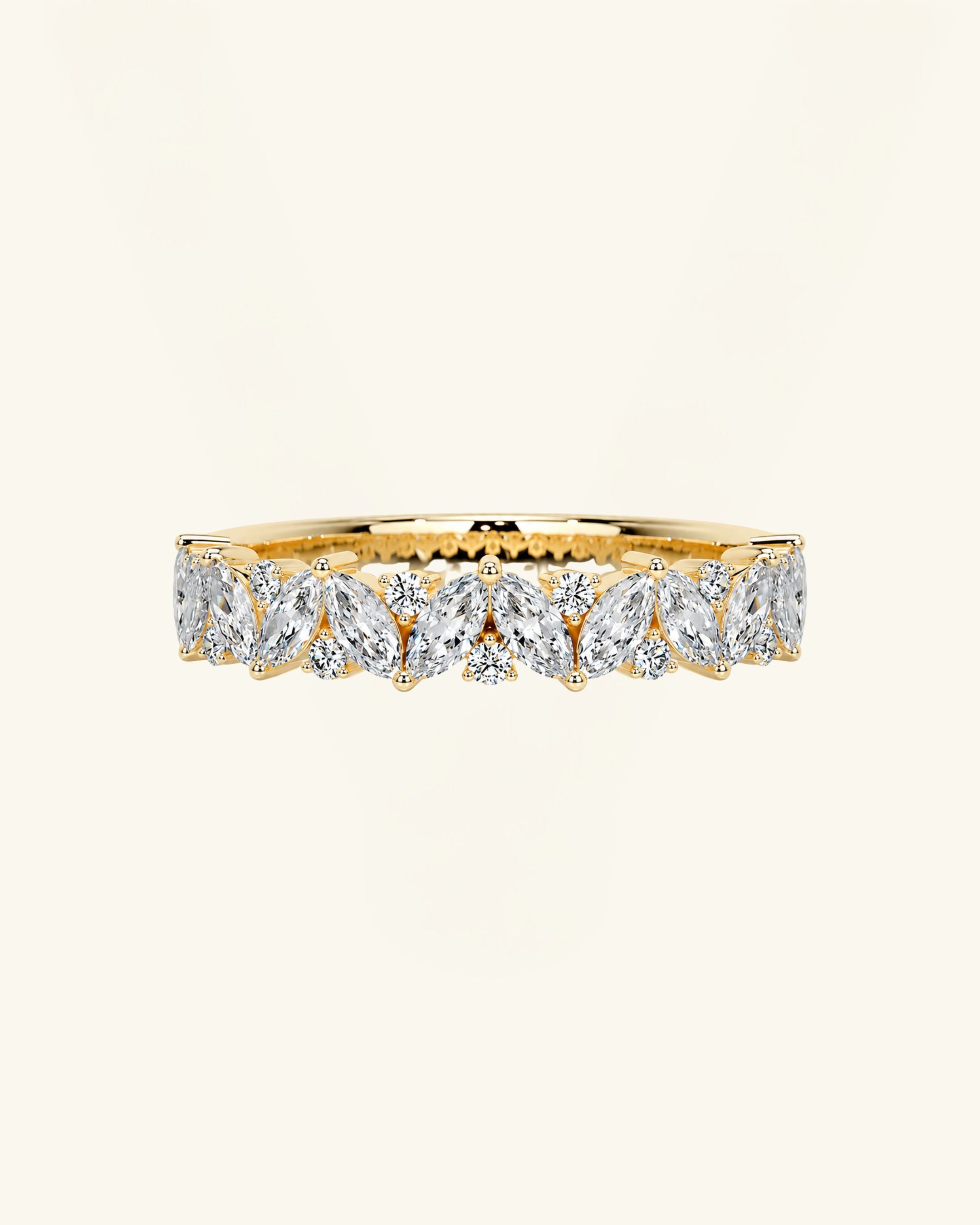 Diagonal Marquise Cluster Moissanite Ring