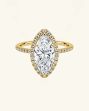 Marquise Cut Moissanite Halo Pavé Ring
