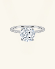 Cushion Cut Pavé Hidden Halo Moissanite Ring