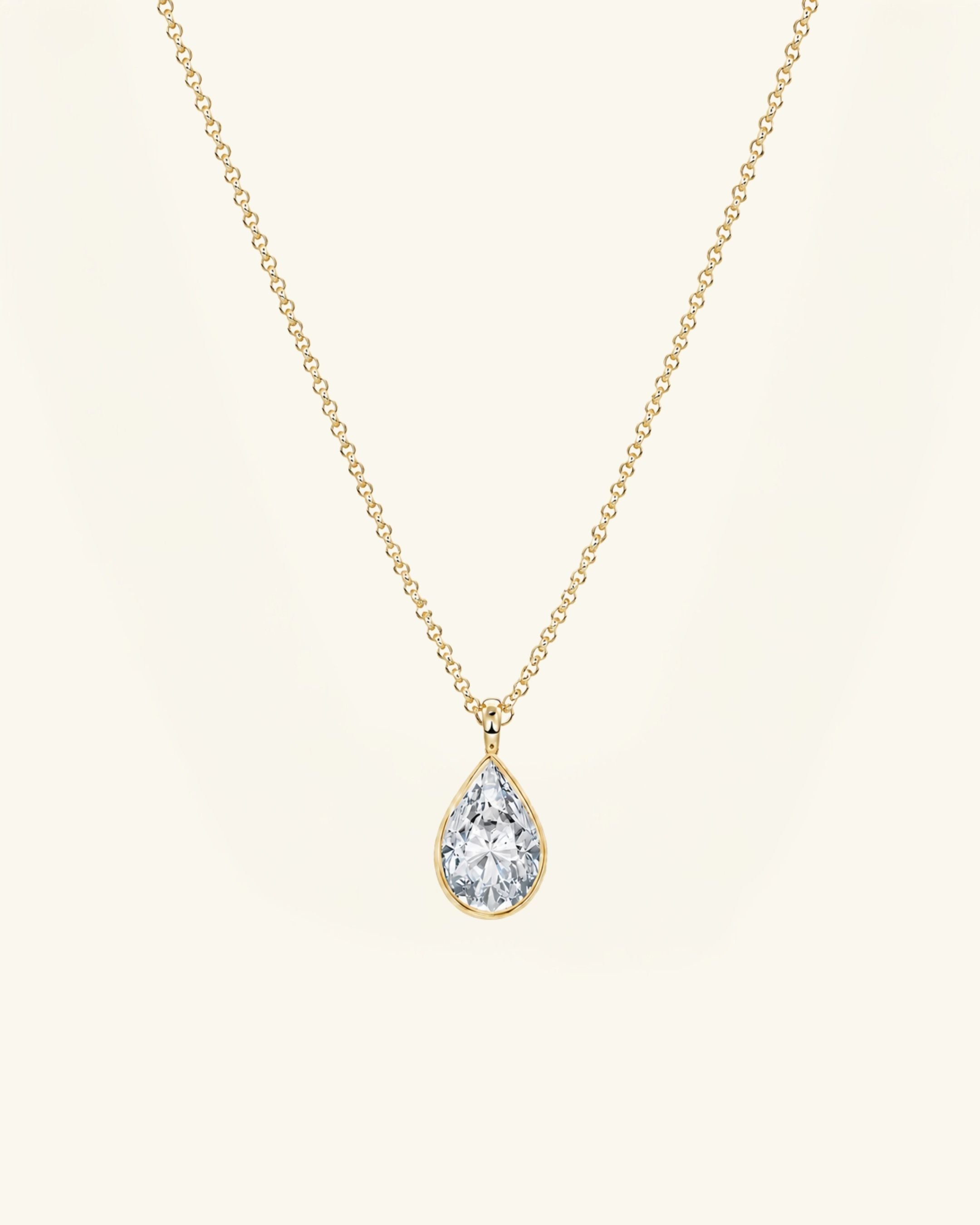 Pear Cut Bezel Moissanite Necklace