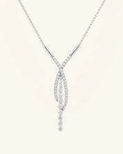 Crossover Pavé Moissanite Drop Necklace