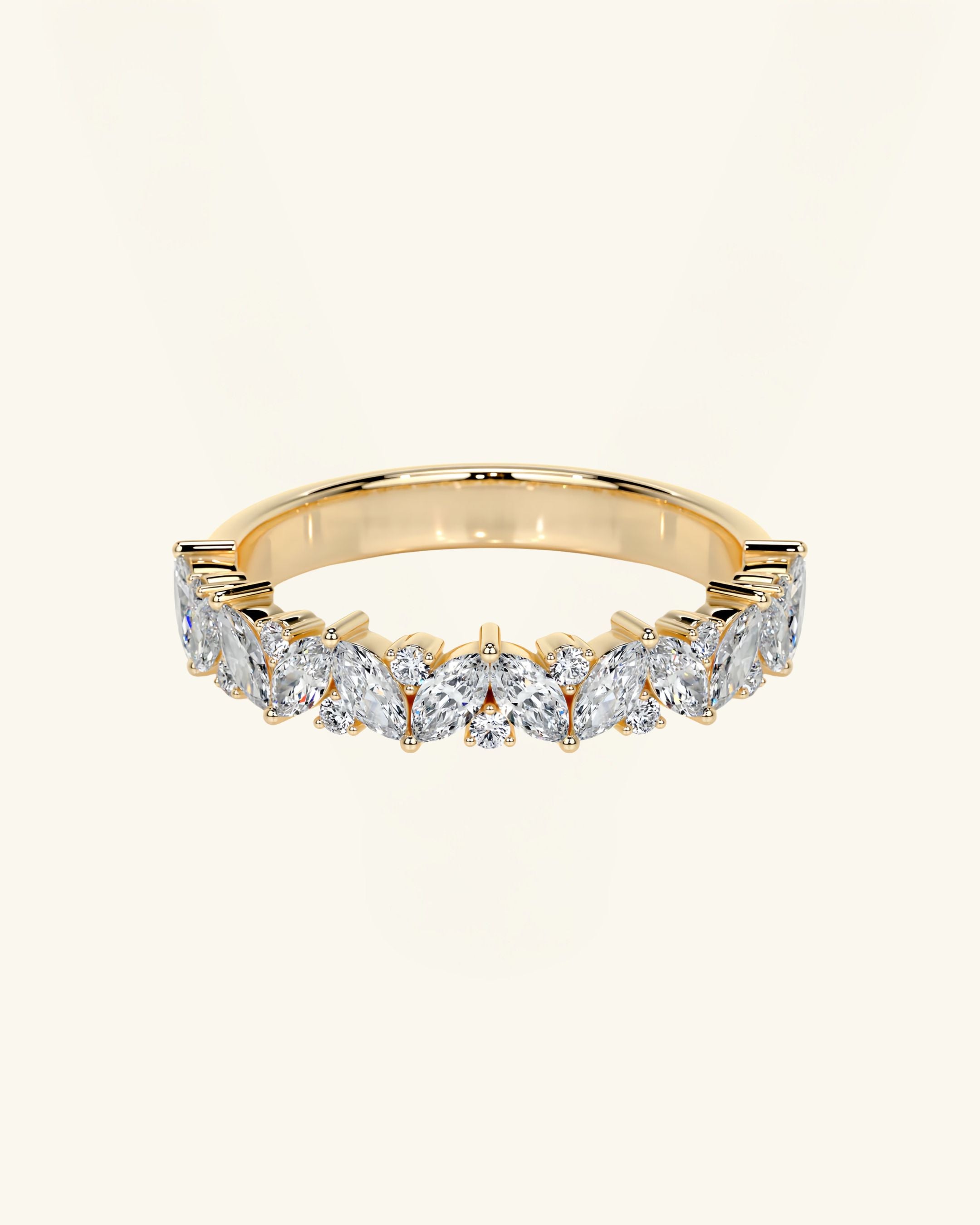 Diagonal Marquise Cluster Moissanite Ring