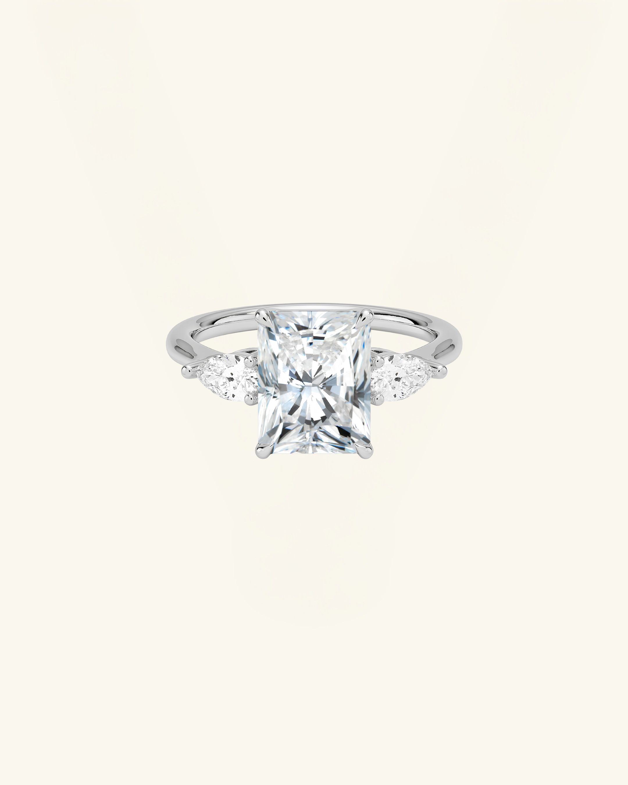 Three Stone Radiant Cut Moissanite Ring