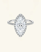 Marquise Cut Moissanite Halo Pavé Ring