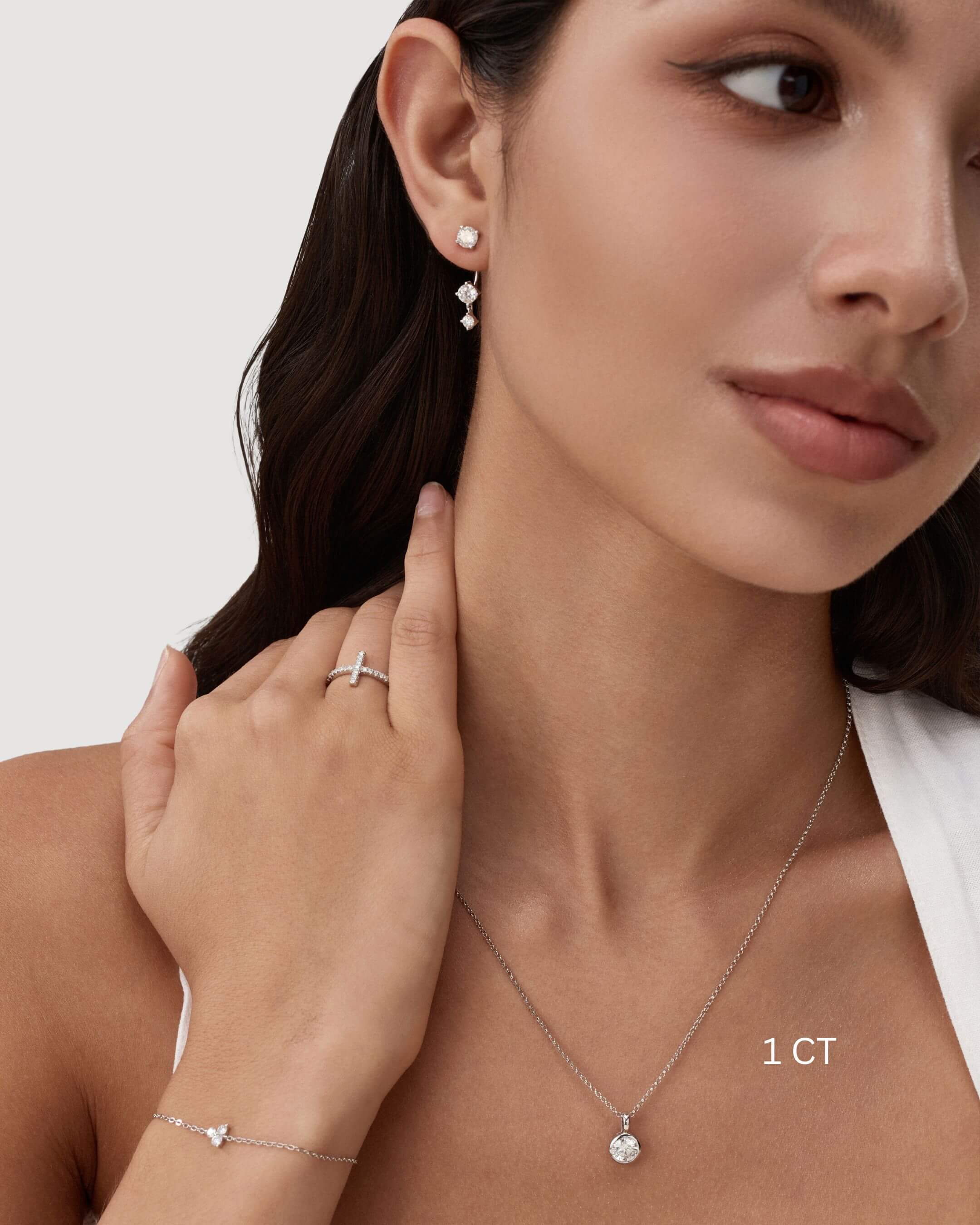 Round Cut Bezel Moissanite Necklace