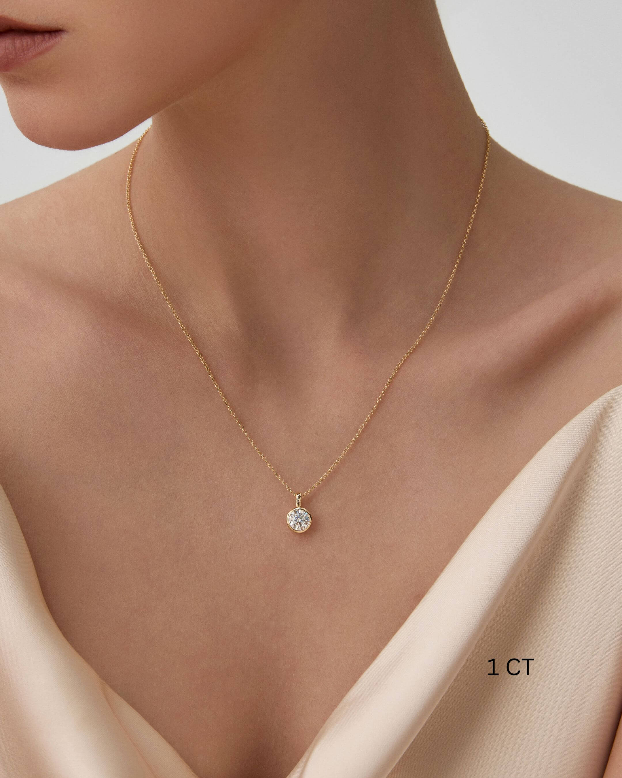 Round Cut Bezel Moissanite Necklace