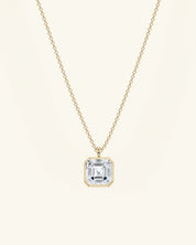 Asscher Cut Bezel Moissanite Necklace